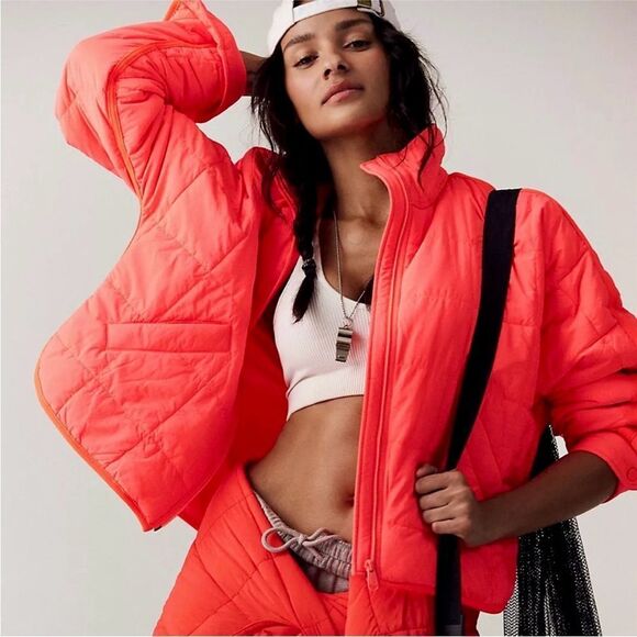 FP Movement Pippa Packable Puffer Down Jacket Free People Hot Watermelon XS NEW - Picture 1 of 10